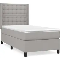 Syfax Cama box spring con colchón tela gris claro 80x200 cm