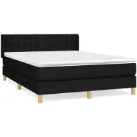 Syfax Cama box spring con colchón tela negro 140x190 cm