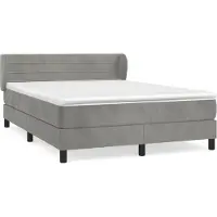 Syfax Cama box spring con colchón terciopelo gris claro 140x200 cm