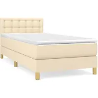 Syfax Cama box spring con colchón tela color crema 80x200 cm