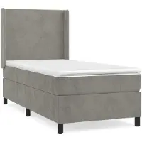 Syfax Cama box spring con colchón terciopelo gris claro 80x200 cm