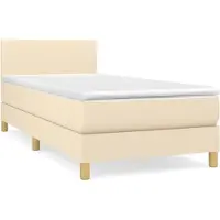 Syfax Cama box spring con colchón tela color crema 90x190 cm