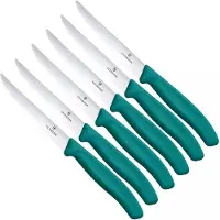 Victorinox Swiss Classic Steak &amp; Pizza Knife 6.7234.6C1 Wavy, Green, set de 6 cuchillos dentados para carne