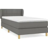 Syfax Cama box spring con colchón tela gris claro 80x200 cm
