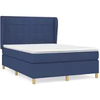Syfax Cama box spring con colchón tela azul 140x200 cm