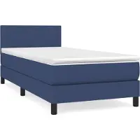 Syfax Cama box spring con colchón tela azul 90x190 cm