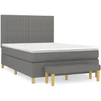 Syfax Cama box spring con colchón tela gris oscuro 140x200 cm