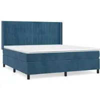 Syfax Cama box spring con colchón terciopelo azul oscuro 160x200 cm
