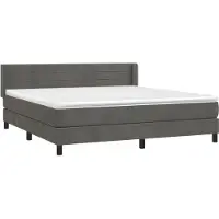 Syfax Cama box spring con colchón terciopelo gris oscuro 180x200 cm