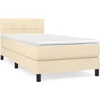 Syfax Cama box spring con colchón tela color crema 80x200 cm