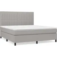 Syfax Cama box spring con colchón tela gris claro 160x200 cm