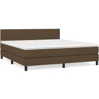 Syfax Cama box spring con colchón tela marrón oscuro 180x200 cm