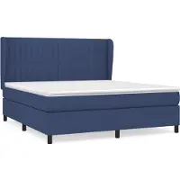 Syfax Cama box spring con colchón tela azul 180x200 cm