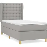 Syfax Cama box spring con colchón tela gris claro 80x200 cm
