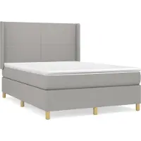 Syfax Cama box spring con colchón tela gris claro 140x190 cm