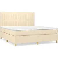vidaXL Cama con somier y colchón de color crema, 180x200 cm, tapizada en tela