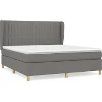 Syfax Cama box spring con colchón tela gris oscuro 180x200 cm