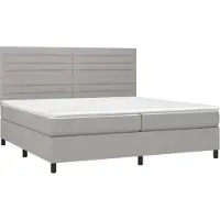 Syfax Cama box spring con colchón tela gris claro 200x200 cm