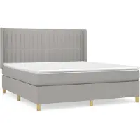 Syfax Cama box spring con colchón tela gris claro 180x200 cm