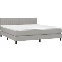 Syfax Cama box spring con colchón tela gris claro 180x200 cm