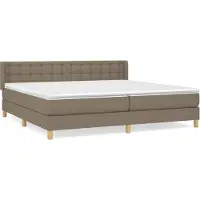 Syfax Cama box spring con colchón tela gris taupe 180x200 cm