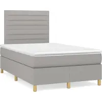Syfax Cama box spring con colchón tela gris claro 120x200 cm