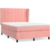 Syfax Cama box spring con colchón terciopelo rosa 140x190 cm