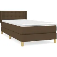 Syfax Cama box spring con colchón tela marrón oscuro 90x200 cm