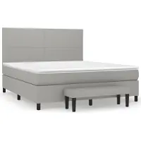 Syfax Cama box spring con colchón tela gris claro 180x200 cm