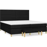 Syfax Cama box spring con colchón tela negro 200x200 cm