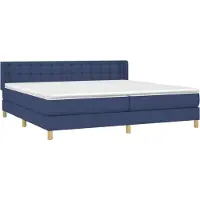 Syfax Cama box spring con colchón tela azul 160x200 cm