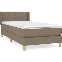 Syfax Cama box spring con colchón tela gris taupe 90x200 cm