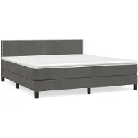 Syfax Cama box spring con colchón terciopelo gris oscuro 180x200 cm