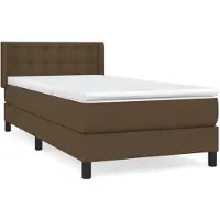Syfax Cama box spring con colchón tela marrón oscuro 90x200 cm