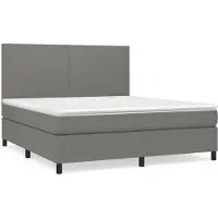 Syfax Cama box spring con colchón tela gris oscuro 160x200 cm