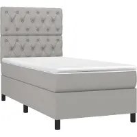 Syfax Cama box spring con colchón tela gris claro 80x200 cm