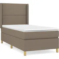 Syfax Cama box spring con colchón tela gris taupe 100x200 cm