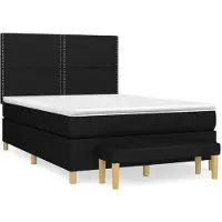 Syfax Cama box spring con colchón tela negro 140x200 cm