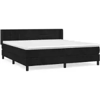 Syfax Cama box spring con colchón terciopelo negro 160x200 cm