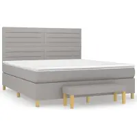 Syfax Cama box spring con colchón tela gris claro 180x200 cm