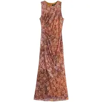 Desigual , Vestido drapeado floral, Poliamida, MarróN, M