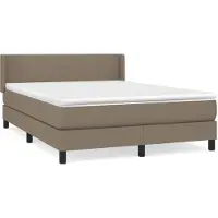 Syfax Cama box spring con colchón tela gris taupe 140x200 cm
