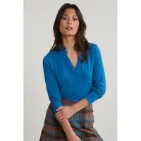 River Woods Petrol V-neck T-shirt Ruffle Collar Talla: XS | Manga Larga Outlet | Mujer