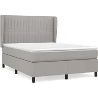 Syfax Cama box spring con colchón tela gris claro 140x200 cm
