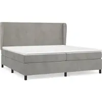 Syfax Cama box spring con colchón terciopelo gris claro 200x200 cm