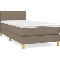 Syfax Cama box spring con colchón tela gris taupe 80x200 cm