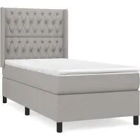 Syfax Cama box spring con colchón tela gris claro 100x200 cm