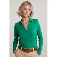 River Woods Green Buttoned V-neck T-shirt Talla: XS | Blusas Outlet | Mujer | Verde