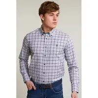 River Woods Custom Fit Checked Shirt White/brown Talla: S | Camisas Casuales Outlet | Hombre | Blanco