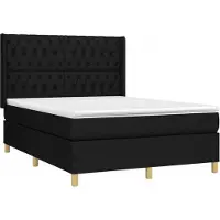 Syfax Cama box spring con colchón tela negro 140x200 cm